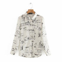Load image into Gallery viewer, New 2020 women fashion ink painting print casual smock blouse office ladies long sleeve business shirts chic blusas tops LS6610