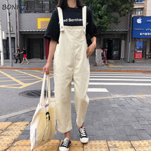 Load image into Gallery viewer, Jumpsuits Women 2020 Classic Denim Leisure Solid Cotton High Waist Ladies Overalls Students Lovely Womens Ankle-length Pants