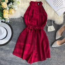 Load image into Gallery viewer, Customize Made Women Summer Fashion Sexy Off Shoulder Short Jumpsuit Ladies Casual Sli Fit Sashes Decoration Playsuit
