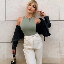 Load image into Gallery viewer, Women 2020 Summer Casual Solid za Bodysuits Chic Female Bodycon Slim Sleeveless Bodysuit  Fashion Women Sexy Party Tops Femme
