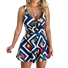 Load image into Gallery viewer, RICORIT Women Floral Printed Playsuits Female Summer Sleeveless Short Pants Suits Sexy Bodycon V-neck Spaghetti Strap Playsuit
