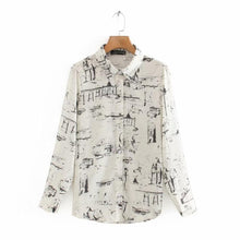 Load image into Gallery viewer, New 2020 women fashion ink painting print casual smock blouse office ladies long sleeve business shirts chic blusas tops LS6610
