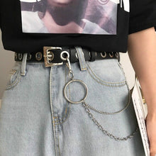 Load image into Gallery viewer, Fashion Ladies Harajuku Leather Designer Belts With Chain Luxury Unisex Aesthetic Grommet Belt Hollow Woman Belt For Jeans
