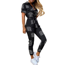 Load image into Gallery viewer, Women Casual solid color Jumpsuit 2020 Summer Deep V Neck Button Shirt Overalls Short Sleeve Office Lady One Piece Romper Belt

