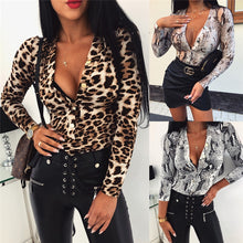 Load image into Gallery viewer, Women Bodysuit Bodycon Jumpsuit Romper Leotard Tops Blouse Playsuit Long Sleeve Bandage Jumpsuit Romper Top Blouse
